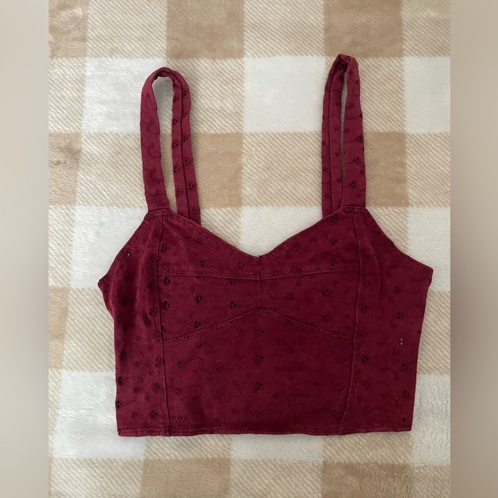 Roxy Burgundy Eyelet Bralette Crop Top